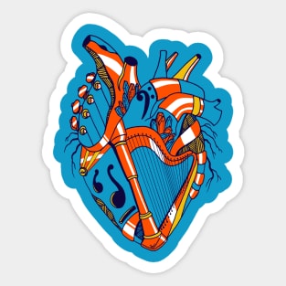 Orange Blue No 2 Musical Heart Sticker